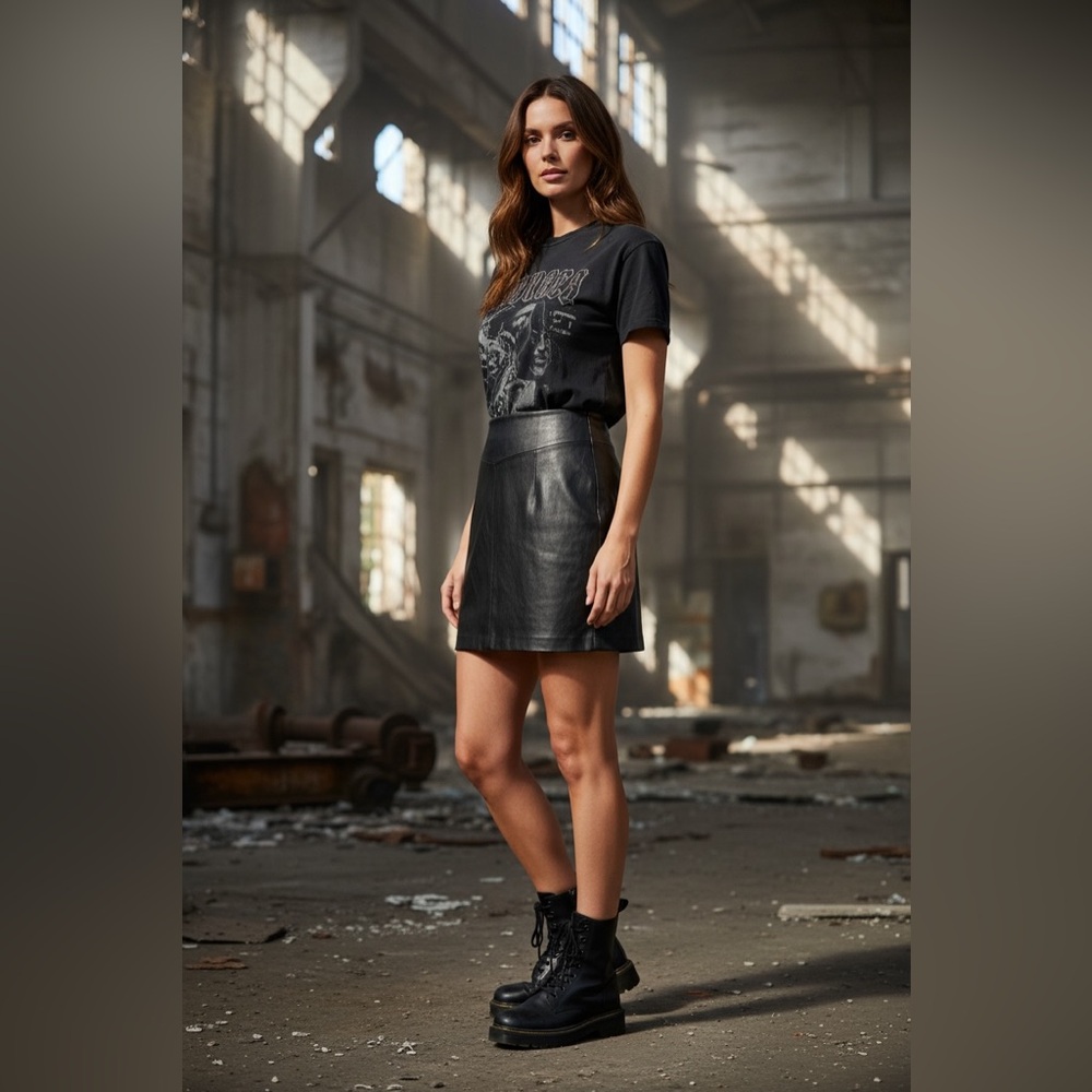 Boston Proper black leather miniskirt